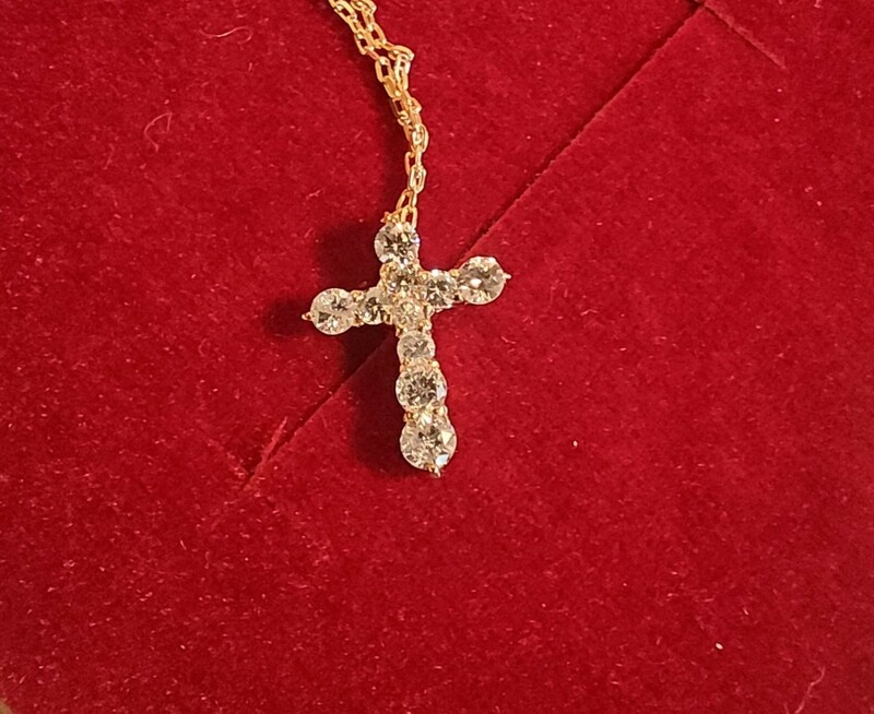 未使用 18金 k18 ネックレス ダイヤモンド 0.2ct ゴールド クロス 十字架 