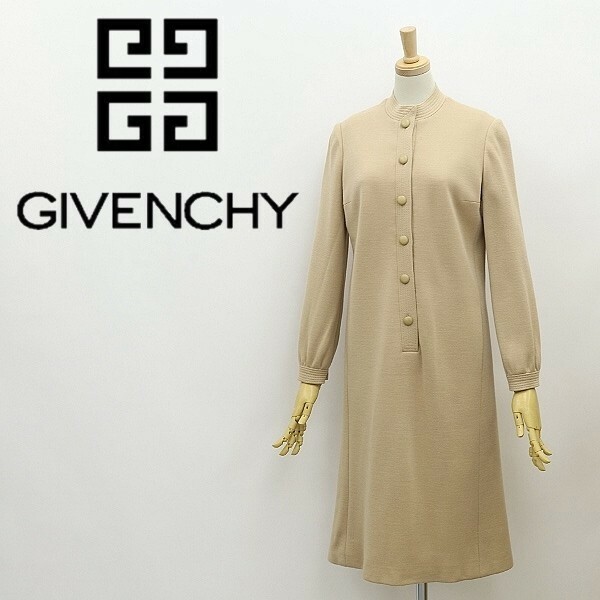 ヴィンテージ◆GIVENCHY ジバンシィ ハーフボタン ワンピース ライトベージュ 8