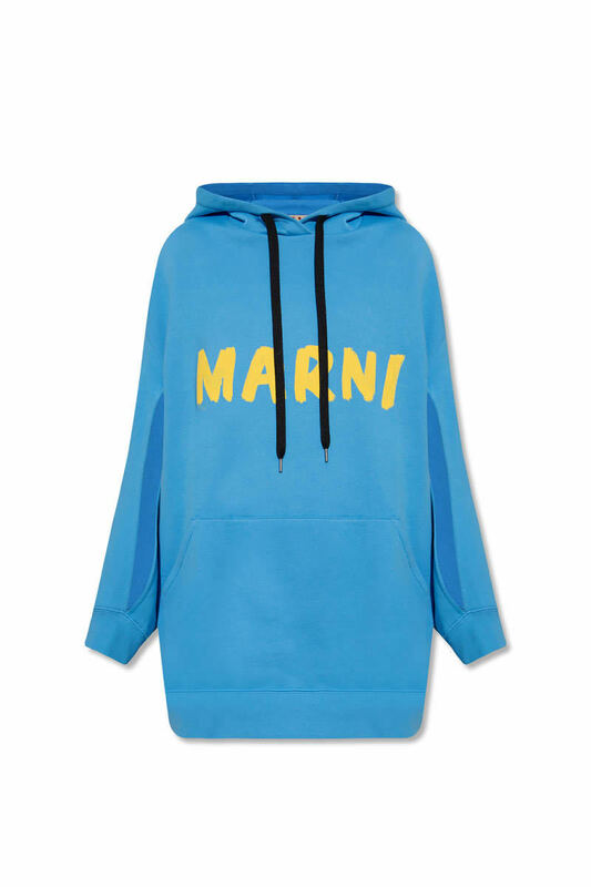 【送料無料】【22SS】MARNI マルニ ロゴ オーバーサイズ フーディ パーカー ブルー 38 スウェット ロング