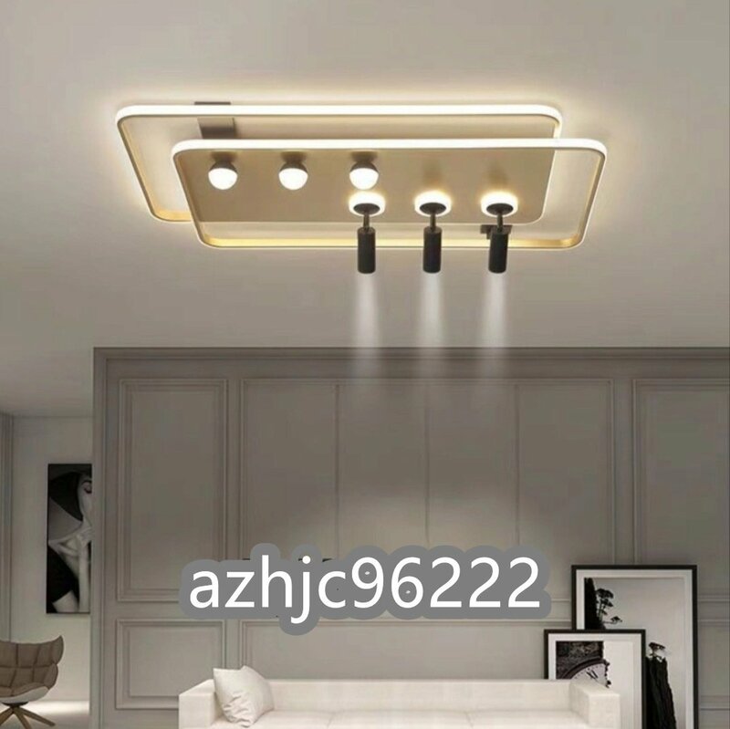 シーリングライト LEDシーリングライト スポットライト付 寝室照明 長方形 金色 リビング照明