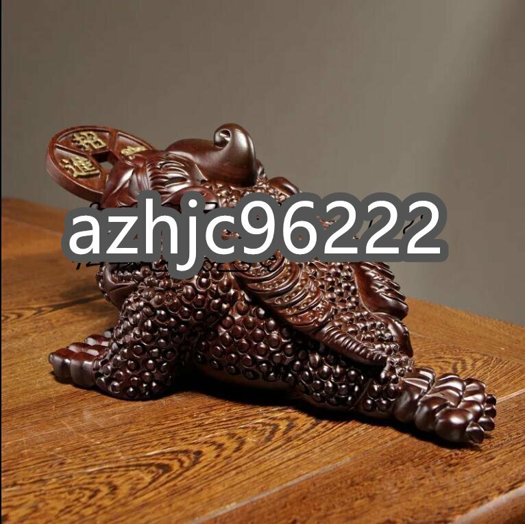黒檀木彫りのヒキガエルの置物長い20CM