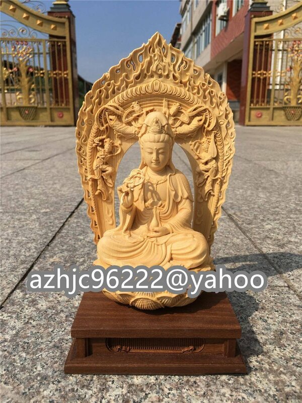 最新作 仏教美術 観音仏像 総檜材 極上品 木彫り 精密彫刻 仏師で仕上げ品 高さ26cm