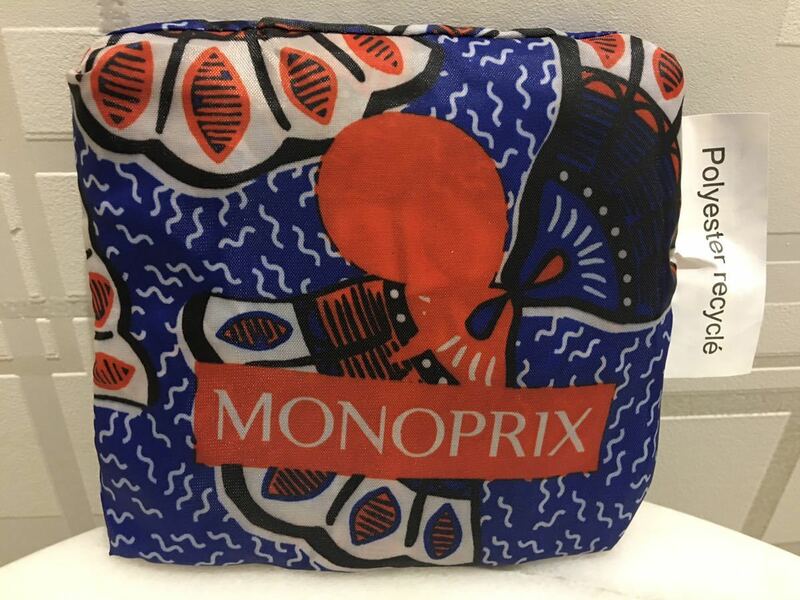 送料120円～　フランス　パリ　モノプリ　エコバック　青×赤　モノプリエコバッグ　携帯　トートバッグ