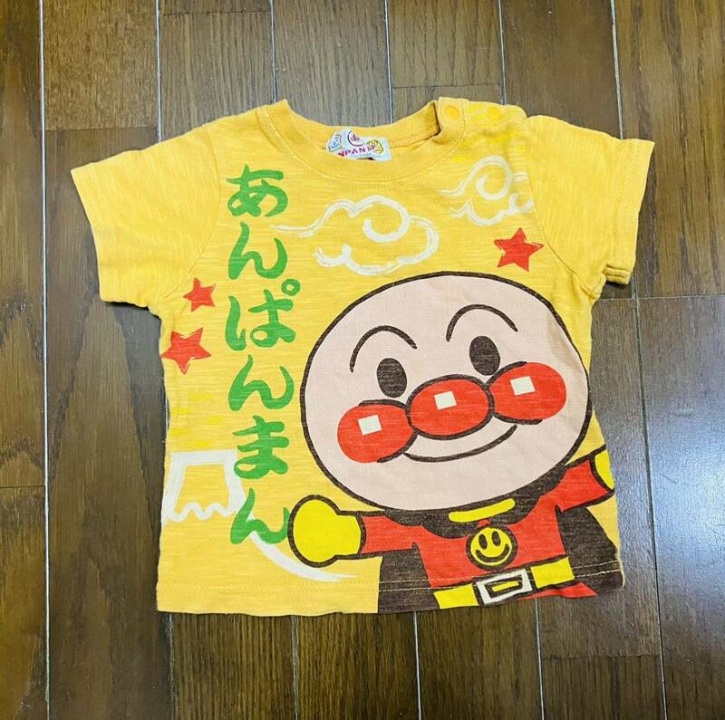 アンパンマン☆半袖Tシャツ☆80cm☆和風☆霜降りオレンジ色元気百倍☆あんぱんまん☆男の子女の子兼用