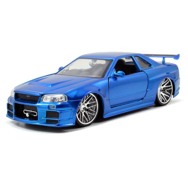 JADATOYS 1:24ワイルドスピードダイキャストカー BRIAN'S NISSAN SKYLINE GT-R R34 BLUE