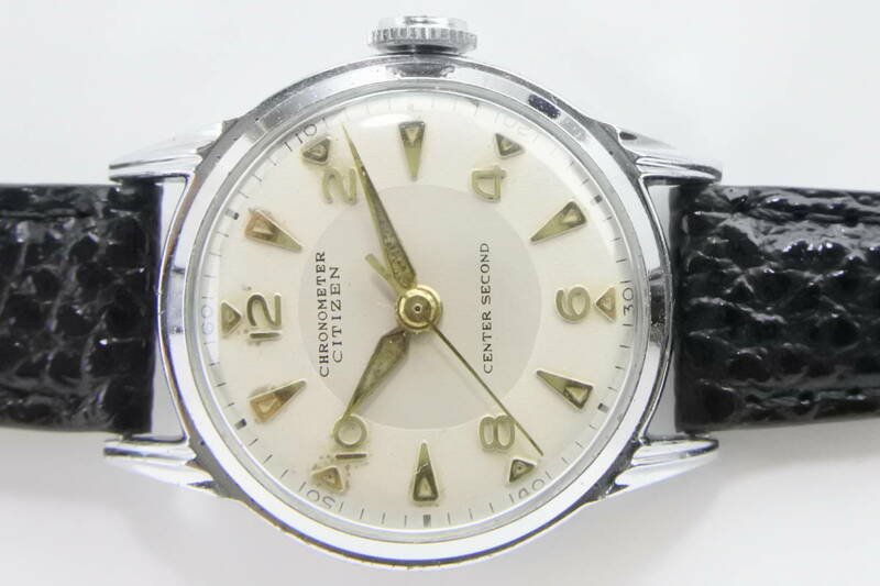 ☆戦後1940～50年代頃　クロノメーター　シチズン センターセコンド　中三針 手巻腕時計（当時紳士用サイズです）当時非常希少高価逸品