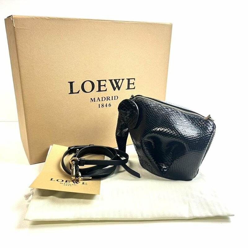 ICH【中古美品】 極美品 超希少 LOEWE ロエベ パイソン エレファント ミニバッグ ショルダーバッグ 〈205-231105-ss2-ICH〉