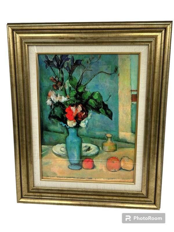 絵画 額縁付き 複製名画 世界の名画シリーズ ポール・セザンヌ 「 青い花瓶 」 サイズ 10号　シルクスクリーン