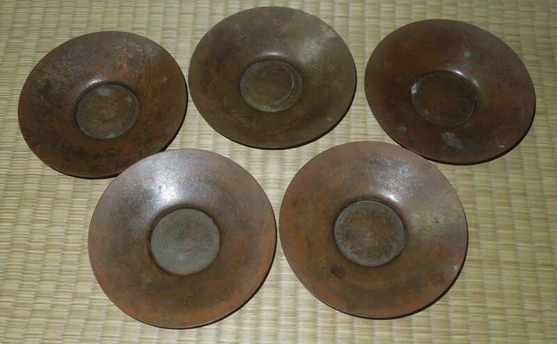 茶道具　茶托　古銅・銅器　 美盛作 海野美盛　径：約11.3cm