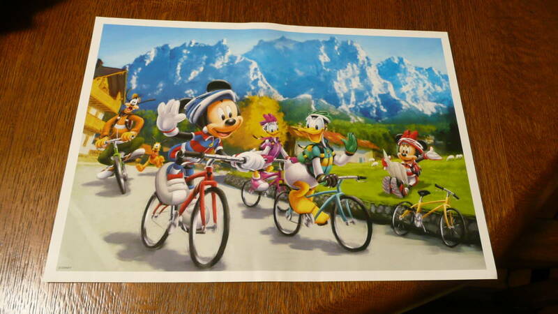 読売新聞 額絵シリーズ　ディズニーアートコレクション 2016年第9集　ミッキーマウスと仲間達　大自然の中でサイクリング