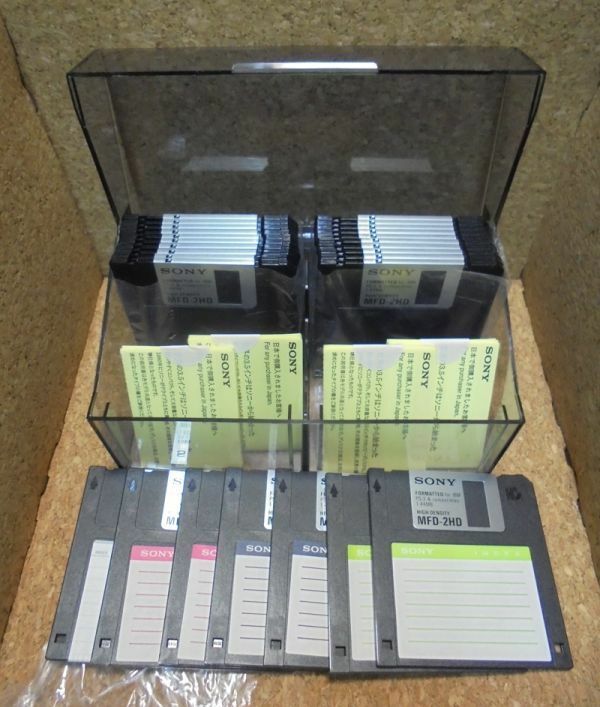 SONY MFD-2HD フロッピーディスク 27枚 ラベル4シート + 40枚用ケース