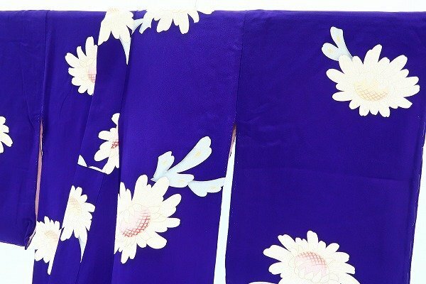 【着物フィ】アンティーク　小紋　紫　花柄　身丈152.5cm 大正ロマン レトロ 仕立て上がり　kimono 14791