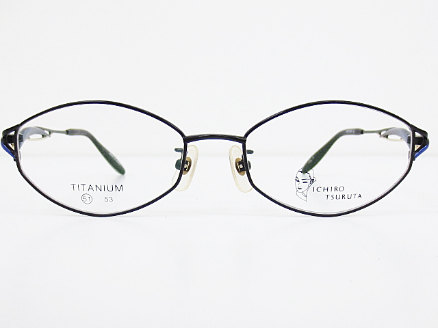∞ ICHIRO TSURUTA イチローツルタ 眼鏡 メガネフレーム IT-60 51□17-137 メタル チタン フルリム ブラック ネイビー 日本製 □H8