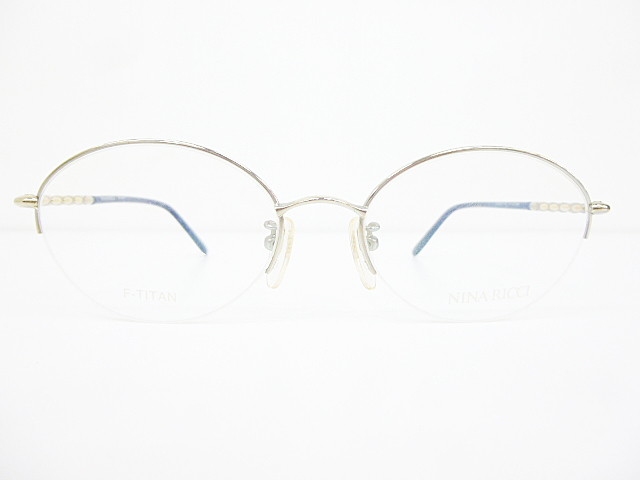 ∞ NINA RICCI ニナリッチ 眼鏡 メガネフレーム NR2617 54□18-145 メタル チタン ナイロール ハーフリム シルバー □H8