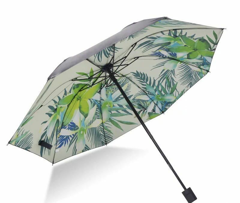 在庫セール　折りたたみ傘 晴雨兼用 花柄 葉っぱ　UVカット 耐風 撥水 即発送　レディース　みどり　グリーン