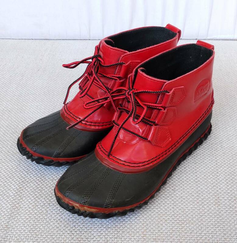 SOREL Womens Out N About NL2511-622 Burnt Red Leather Duck Boots ソレル レディース レインブーツ 23.5cm