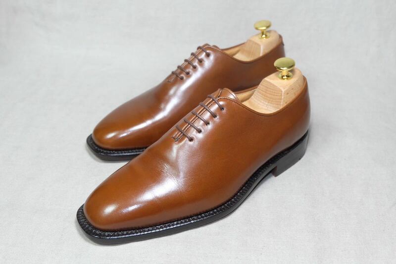 数回着VISARUNO×SANCHO きめ細かく艶のあるカーフレザー使用 ホールカットシューズ UK40 スペイン製高級革靴 ハンドメイドGoodyearWelted