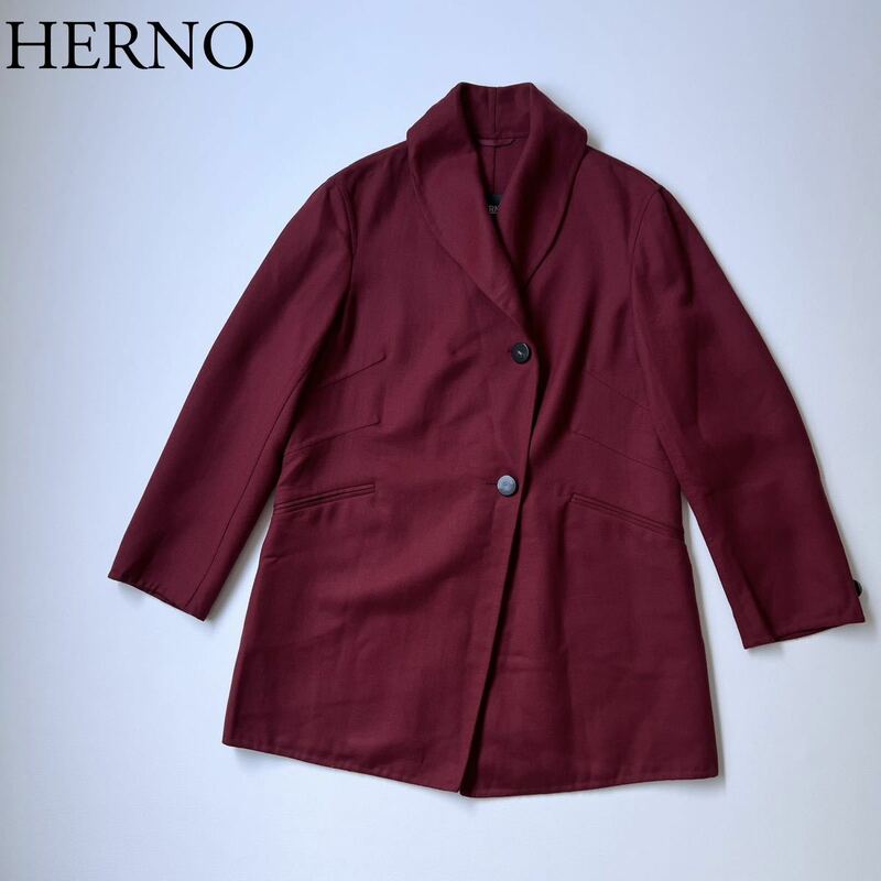 HERNO ヘルノ　ロングコート ミディアム丈　ウールジャケット アウター　ブルゾン 大きいサイズ イタリア製　レディース