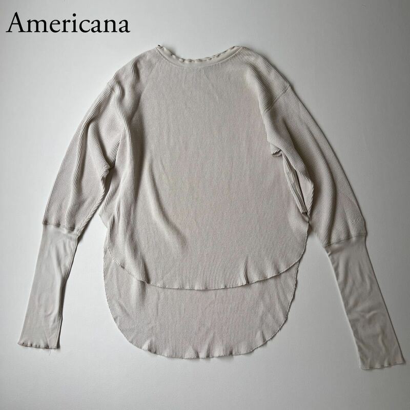 Americana アメリカーナ　トップス　カットソー サーマル　フリーサイズ 長袖　Tシャツ　ショルダーボタン レディース