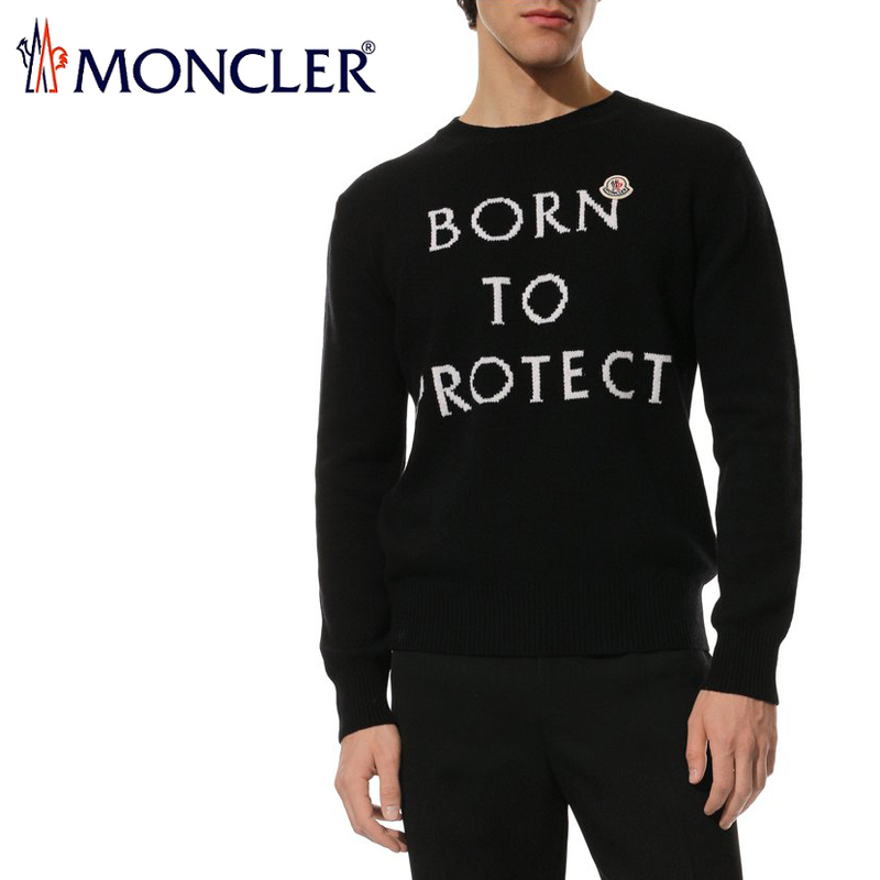 送料無料 36 MONCLER モンクレール 9C00017 M1639 ブラック クルーネック セーター ニット size L