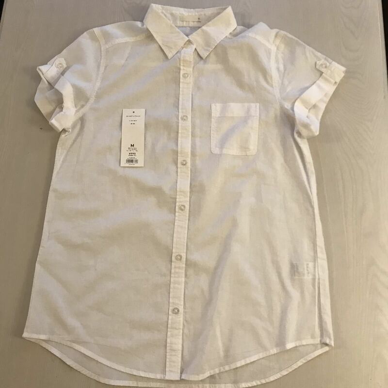 ★GU★ジーユ―★新品　ロールアップシャツ　綿１００％　Mサイズ