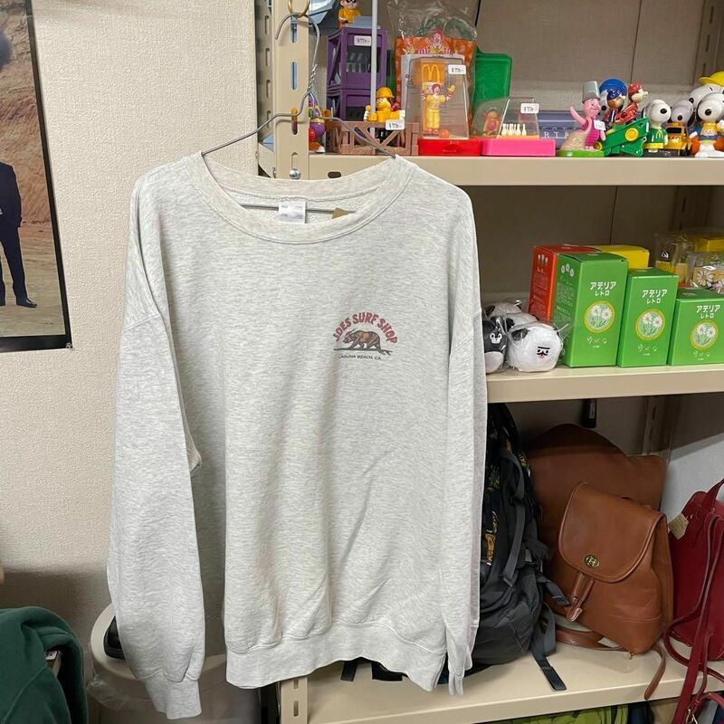 古着 JOES SURF SHOP ジョーズサーフショップ クルーネックスウェット 霜降り グレー 2XL アメカジ ビッグシルエット ゆったりサイズ