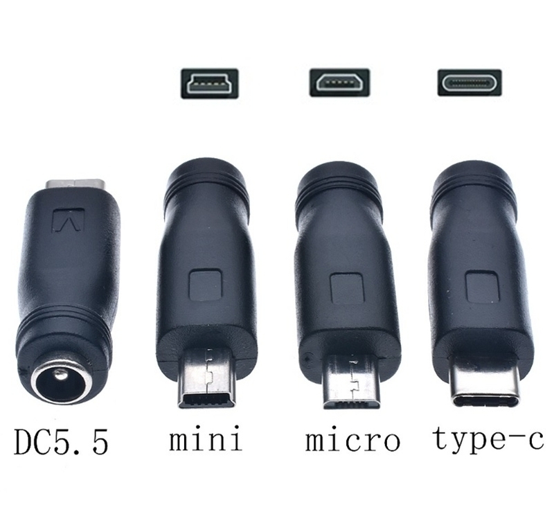 3種セット DC-USB Type-C Mini Micro DC ー USB 変換 アダプター プラグ ジャック コネクター