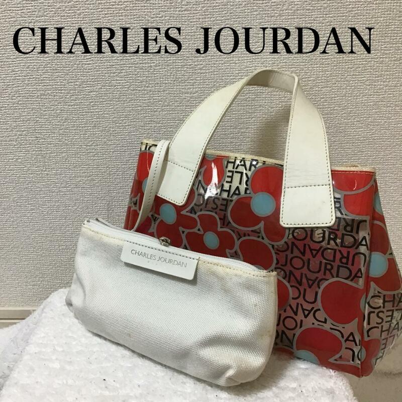 レアCHARLES JOURDANシャルルジョルダン トートバッグ クリア、白