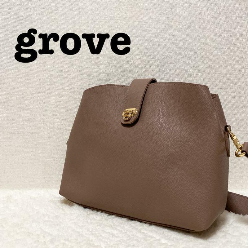 美品grove グローブ ショルダーバッグ/ハンドバッグ ピンク