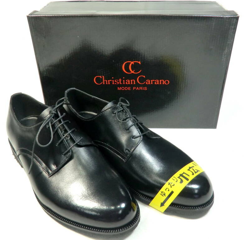 Christian Carano (クリスチャン カラノ) 6001G 28.5cm 黒 紳士ビジネスシューズ 防滑ソール仕様 大きいサイズ 幅広6E