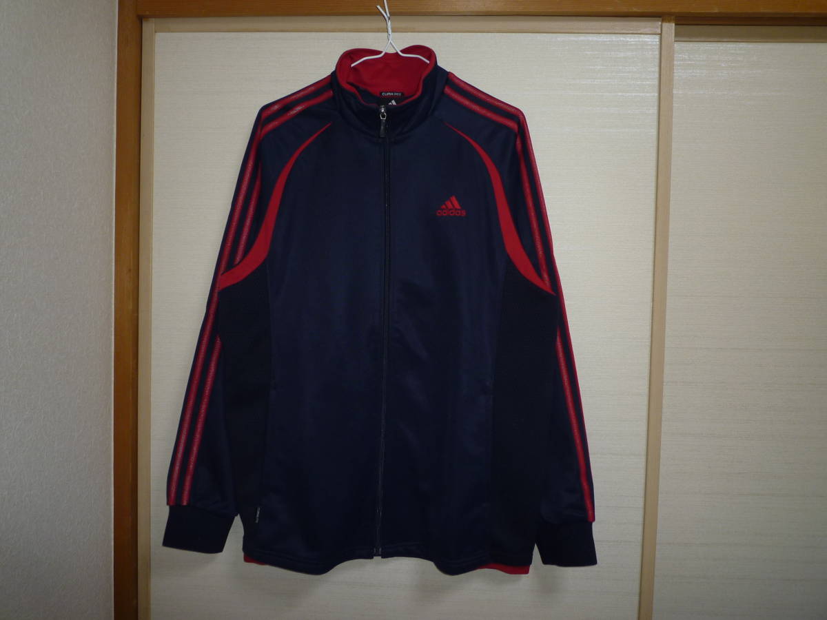 アディダス ジャージジャケット 紺×赤 Oサイズ