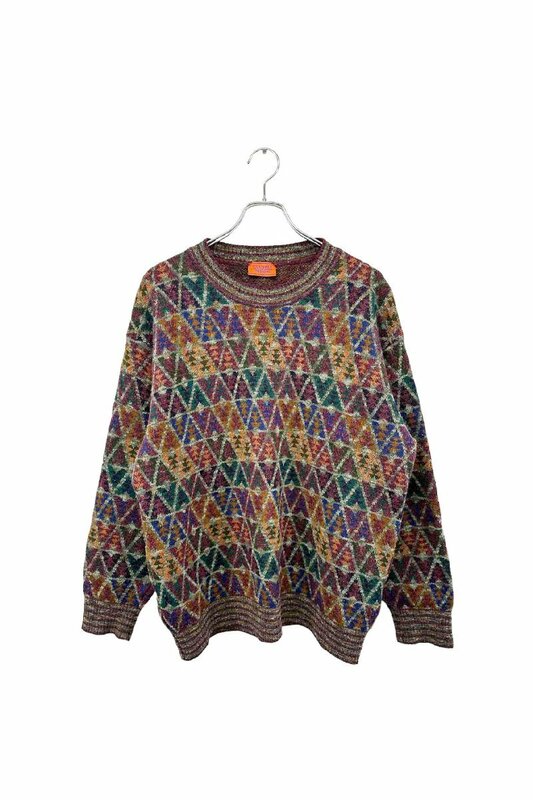 Made in ITALY EXAMPLE BY MISSONI sweater イグザンプルバイミッソーニ セーター グリーン系 パープル系 メリノウール ヴィンテージ 6