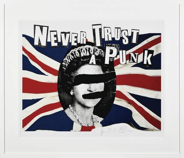 ジェイミー・リード版画額「Never Trust a Punk」　ジークレー　限300　サイン　裏にスタンプ　52×65　2021年　Jamie Reid