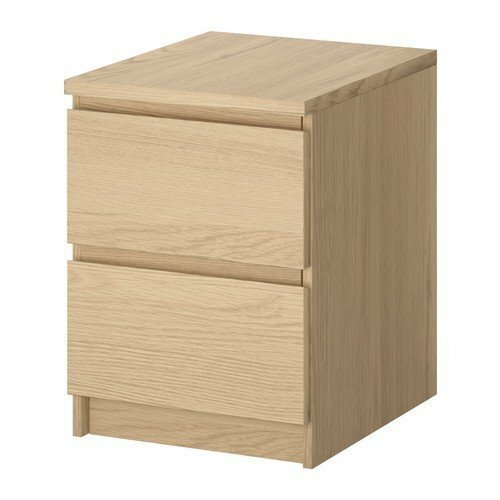 IKEA チェスト (引き出し×2) MALM ホワイトステインオーク 送料￥750!