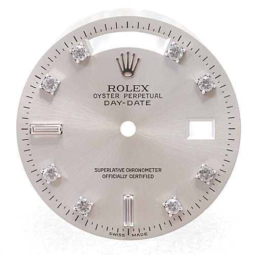ロレックス ROLEX 正規品 デイデイト 文字盤 18346A シルバー文字盤 針付 メンズ 腕時計部品(14311)