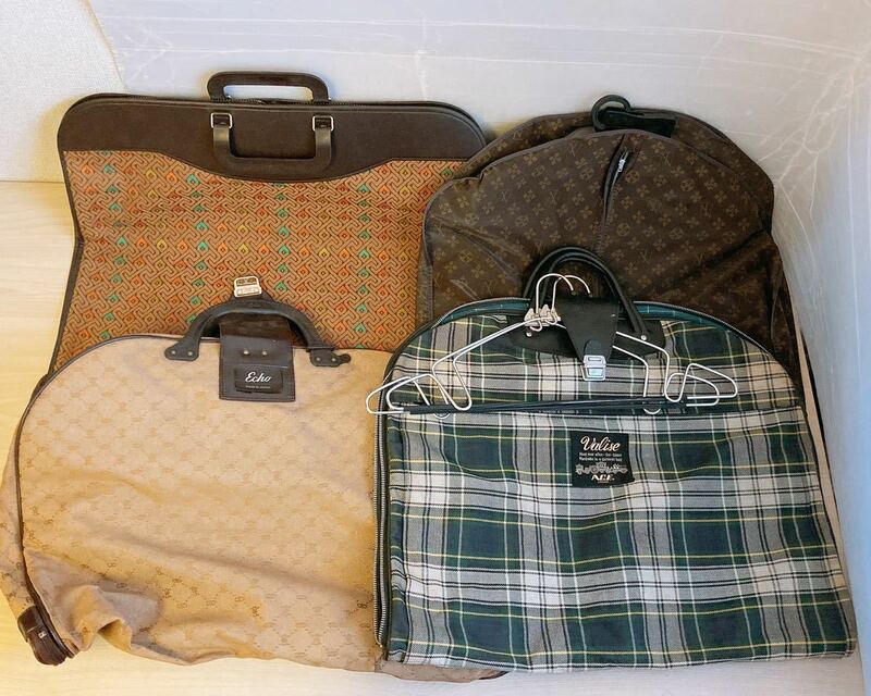 スーツカバー 4個 まとめ売りガーメントバッグACE VALISEエース スーツ ケース バッグ 鞄 トラベル 出張 旅行 ハンガー付き レトロ 中古品