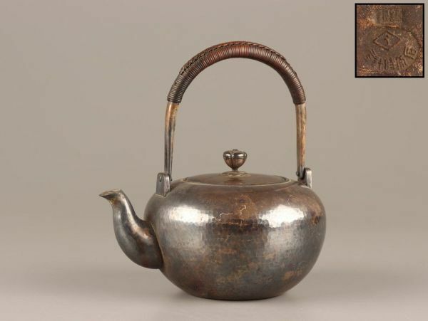 煎茶道具 純銀 刻印 銀瓶 湯沸し 279g 在印 時代物 極上品 初だし品 C3427