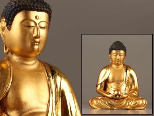 仏教美術 江戸時代 時代木彫 玉眼入 阿弥陀如来 仏像 時代物 極上品 初だし品 C3373