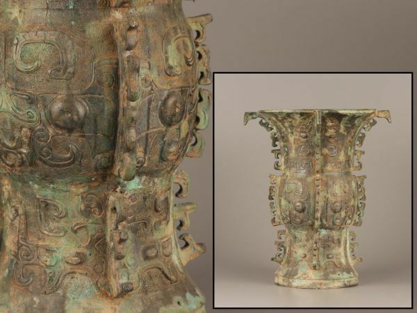 中国古玩 唐物 青銅器 饕餮文 花器 時代物 極上品 初だし品 C3518