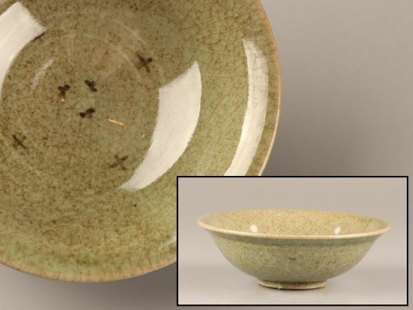古美術 朝鮮古陶磁器 高麗青磁 鉢 時代物 極上品 初だし品 C3503