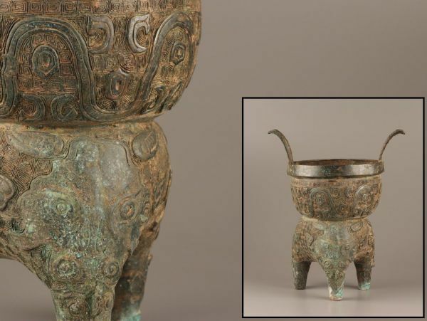 中国古玩 唐物 青銅器 発掘 饕餮紋 時代物 極上品 初だし品 C3579