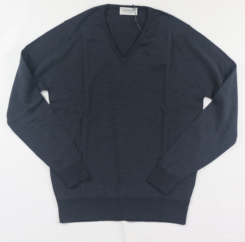 新品 John Smedley ジョンスメドレー 最高級メリノウール Vネック　XSサイズ HEPBURN SMOKE