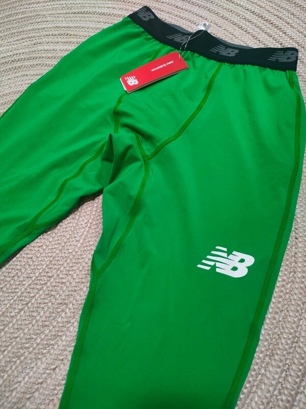 新品 定価4730 New Balance ニューバランス ランニング ロング スパッツ L グリーン 緑 メンズ ジョギング ウェア スポーツ 吸汗 速乾