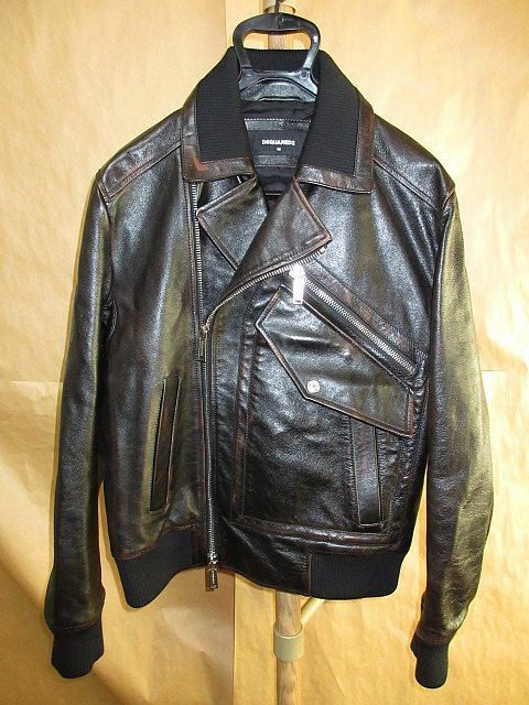ディースクエアード 　DSQUARED2　17AW ダブル　レザー　ライダース　ジャケット　 Classic Leather Biker Jacket 48　国内正規品