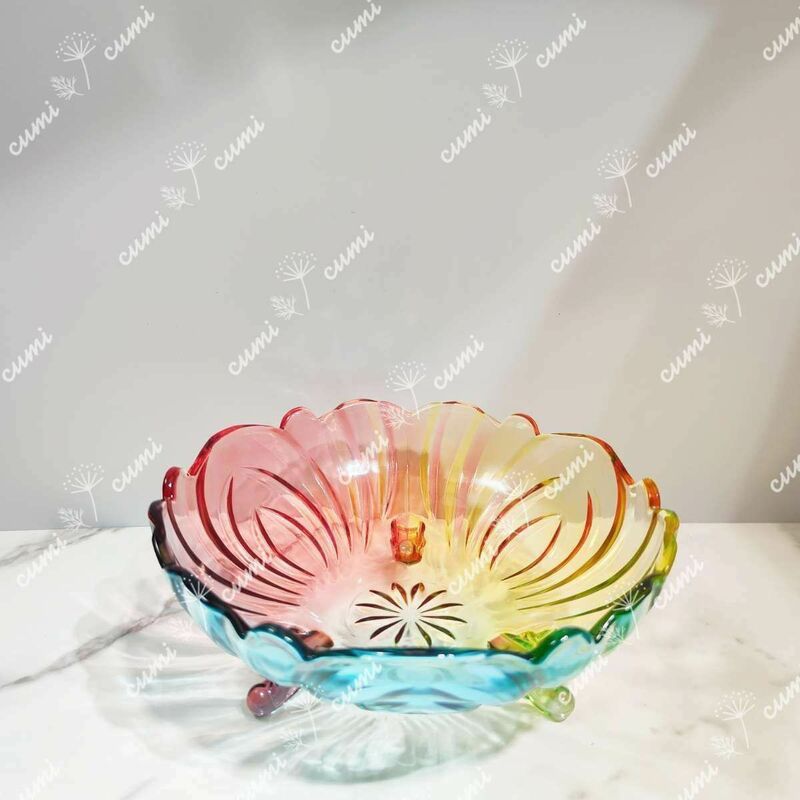【1個】【大】ガラス 果物皿 お菓子皿 フルーツプレート 果物カゴ 小物入れ 瑠璃 虹色 高級 インテリア プレゼント おすすめ 人気 
