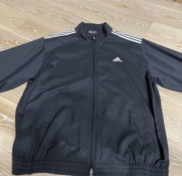 アディダス☆ウインドブレーカー☆ジャケット☆カラー黒×白★サイズO(XL)良品★美品★