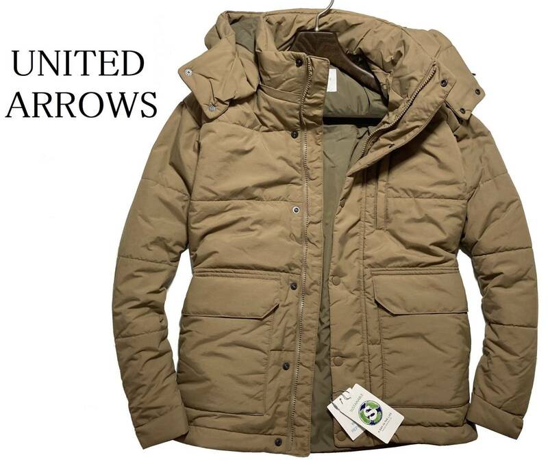 57060 新品▼ユナイテッドアローズ　秋冬　撥水機能　リップストップ生地　UNITED ARROWS　中綿ブルゾン　ベージュ(M)