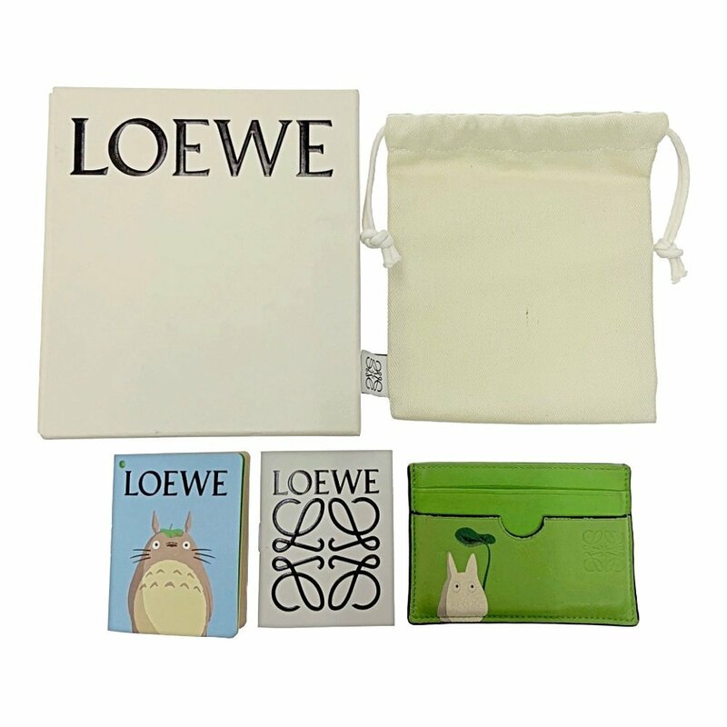 【箱付き】 LOEWE ロエベ レザー ジブリコラボ カードケース レディース グリーン 208966 カードケース
