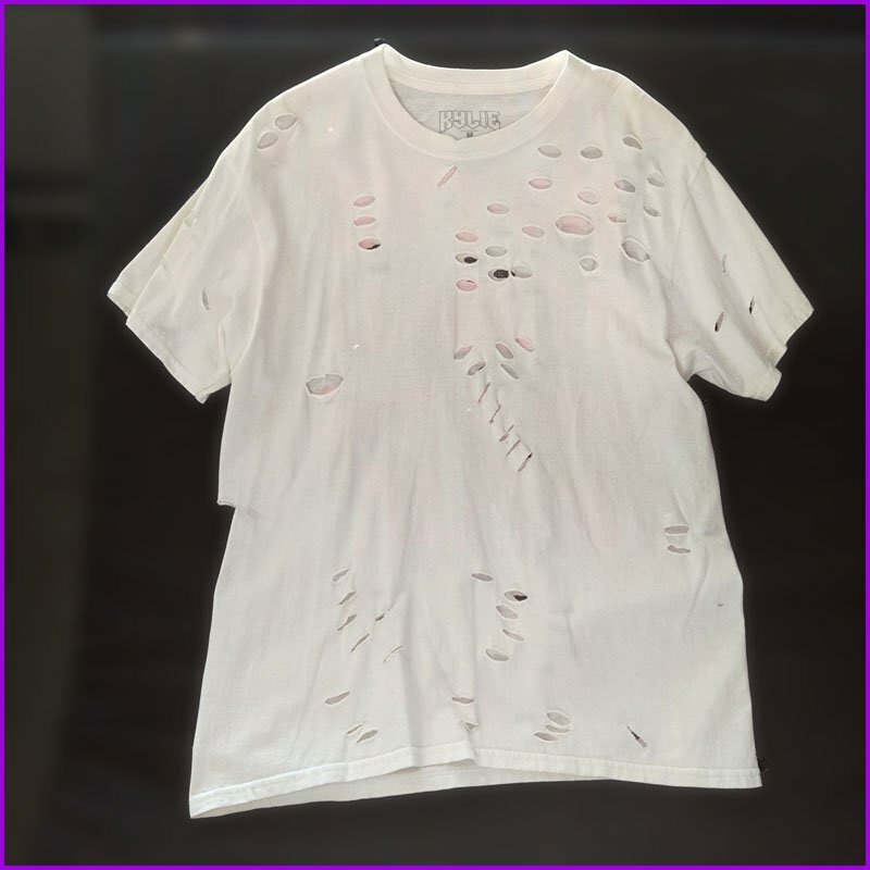 ◆Kylie Jenner/カイリージェンナー◆ ダメージ 半袖Tシャツ 白 Mサイズ 中古