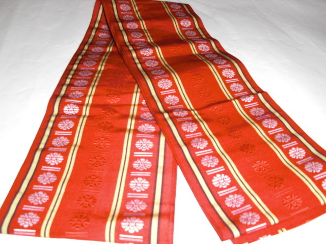 正絹半巾帶　博多織はんはばおび　着物用半幅帯　裏エンジの無地半幅帯　蝶結び半幅帯
